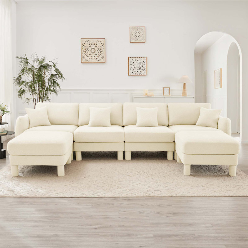 Canapé 4 places rembourré Boucle, Beige