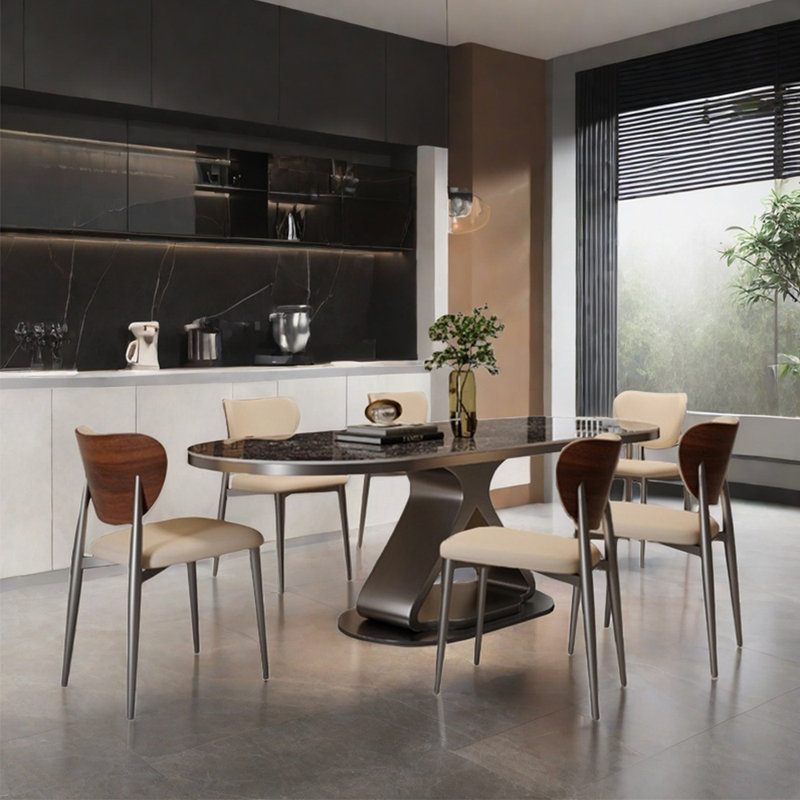 Ensemble de table de salle à manger moderne et simple en acier au carbone, H 29,5 po x L 55,1 po x l 31,5 po