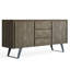 Buffet industriel moderne à 3 portes en bois d'acacia massif l 60 po avec tablettes réglables et base en métal Lowry-1547601464