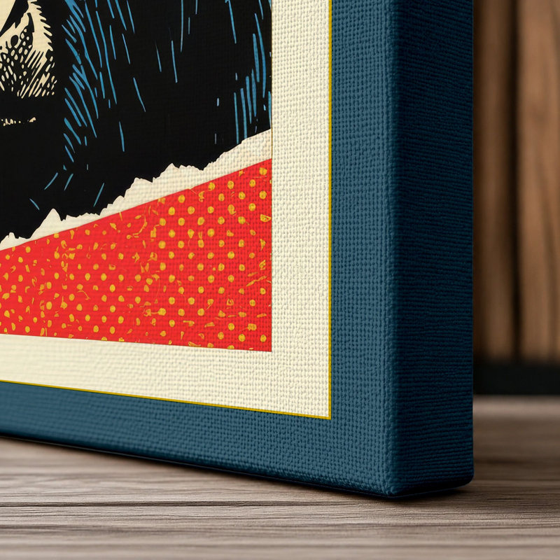 Gorilla in Colour Pop Art - Wrapped Canvas, 30x20 - 76.2 x 50.8 cm, Teal Border