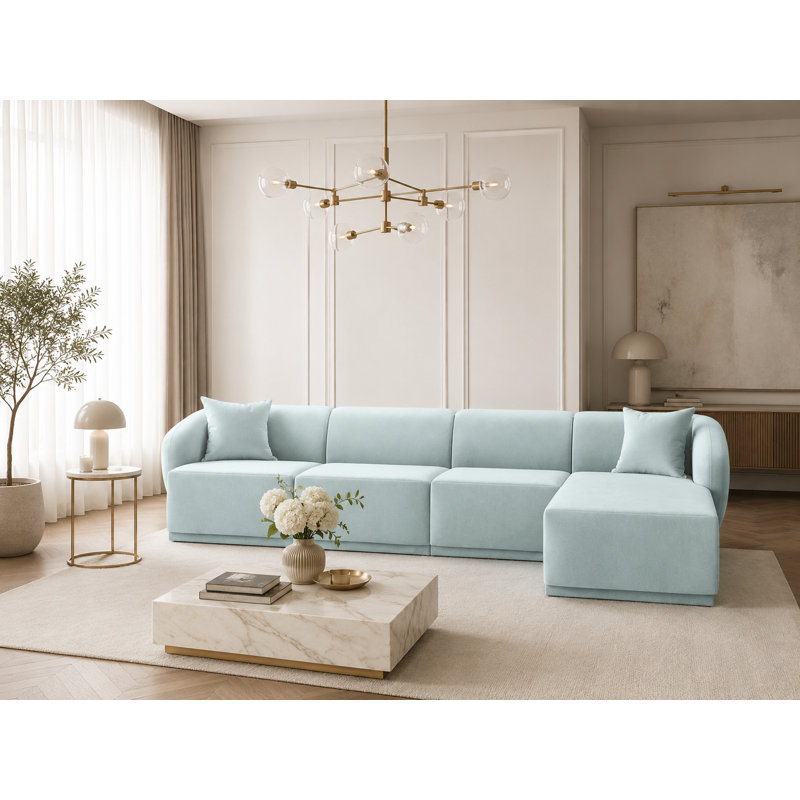 4 Seater Velvet Sofa & Chaise