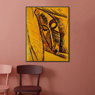 «Nu la draperie» par Pablo Picasso, art mural impression sur toile encadrée, décorations de bureau à domicile (cadre en couleur de bois mince, 18 po x 24 po)