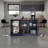 Kitchen Island 35.7" H, 2 Doors, 6 Shelves, Alby Blue / Natural Oak - Kitchen