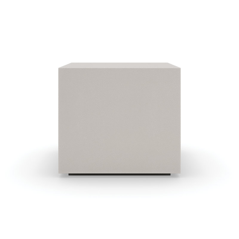 White Faux Shagreen Square Coffee Table with Wood Base