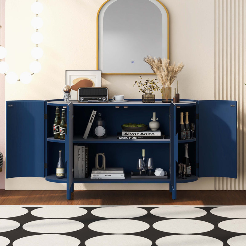 Buffet de luxe avec tablettes réglables, forme incurvée et lignes transparentes, table de buffet, armoire de salle à manger