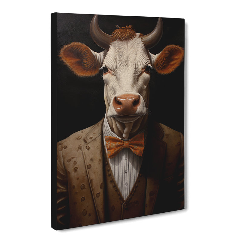 Cow In A Suit No.5 - No Frame Print, 60cm H x 40cm W x 3cm D