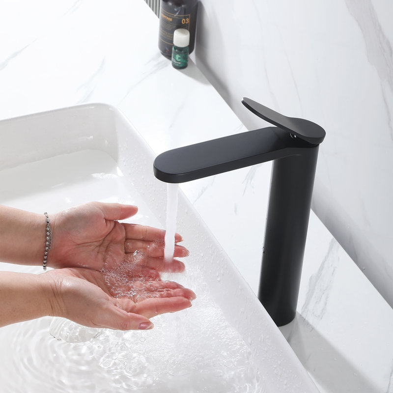 11.7" H Single Handle Single Hole Vessel Sink Faucet, Matte Black, Drain Assembly Not Included