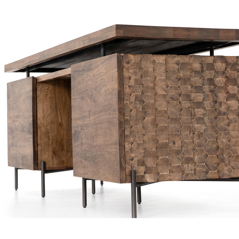 Raffael Solid Wood Credenza Desk, Brown