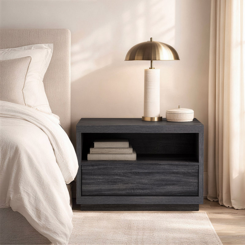 Table de chevet contemporaine à 1 tiroir de 32 po en gris anthracite Navis, Gris anthracite