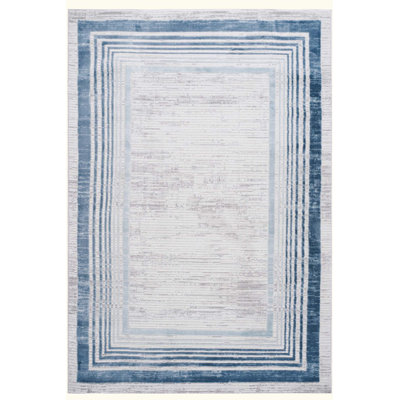 Tapis de salle à manger avec bordure Bordure sans perte de poils Élégant et résistant aux taches