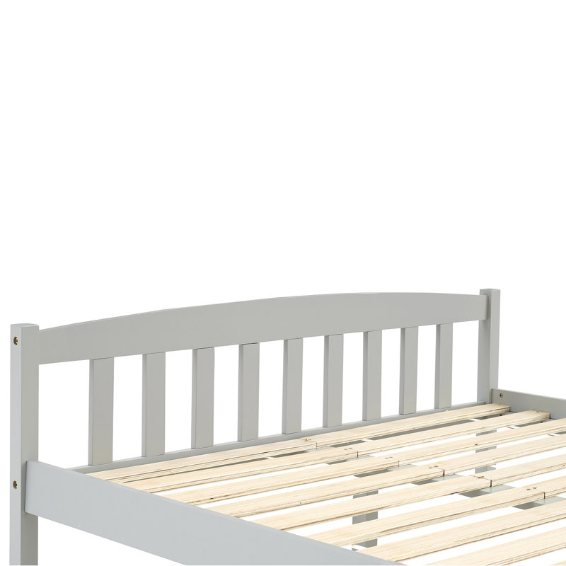 Dupuis Solid Wood Bed, Grey, Double (4'6)