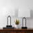 Rogozen 18" Black Metal Table Lamp Set with USB Type-C Ports and Built-in Outlet