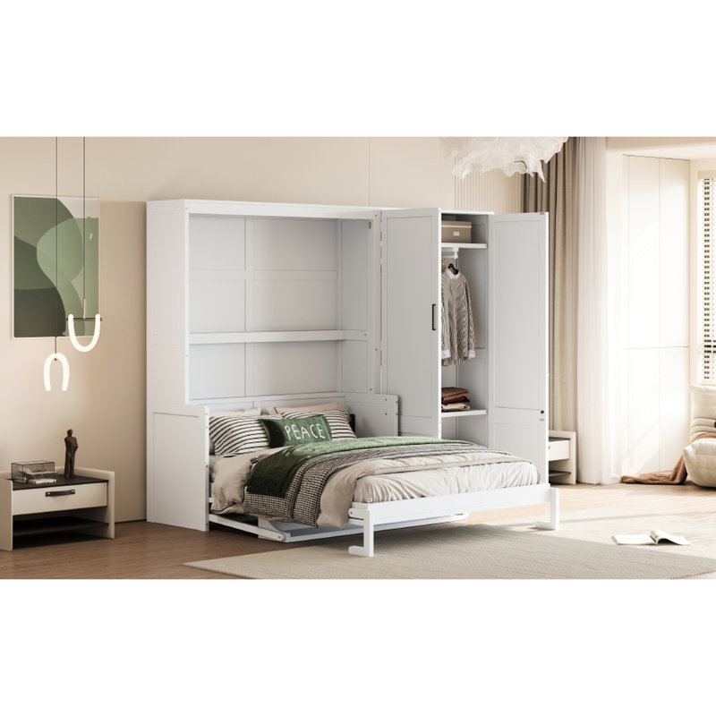 Grand lit avec mécanisme et mouvement hydraulique - Système de support de matelas confortable blanc