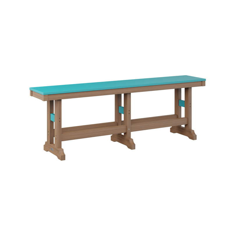 Berlin Gardens Garden Classic 66″ Counter Bench, 23" H x 12.5" W x 66" D, Aruba Blue/Antique Mahogany