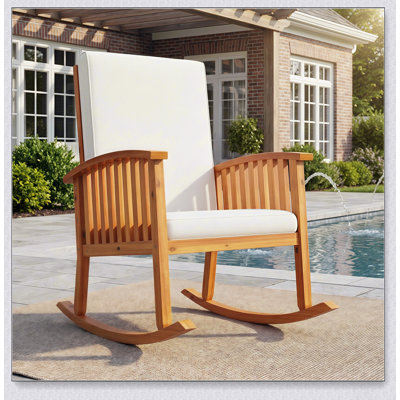 Chaise berçante en bois d'acacia avec coussins confortables Casa