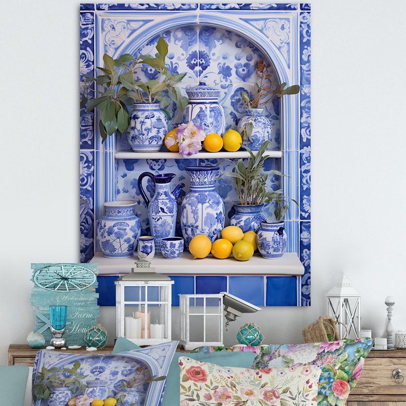 Tableaux méditerranéen nature morte cuisine III - Boho, Toile tendue, H 32 po x l 24 po x P 1 po