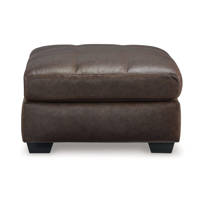 Barl Oversized Ottoman, Plush  Faux Leather Cushion, 36 Inch, Dark Brown
