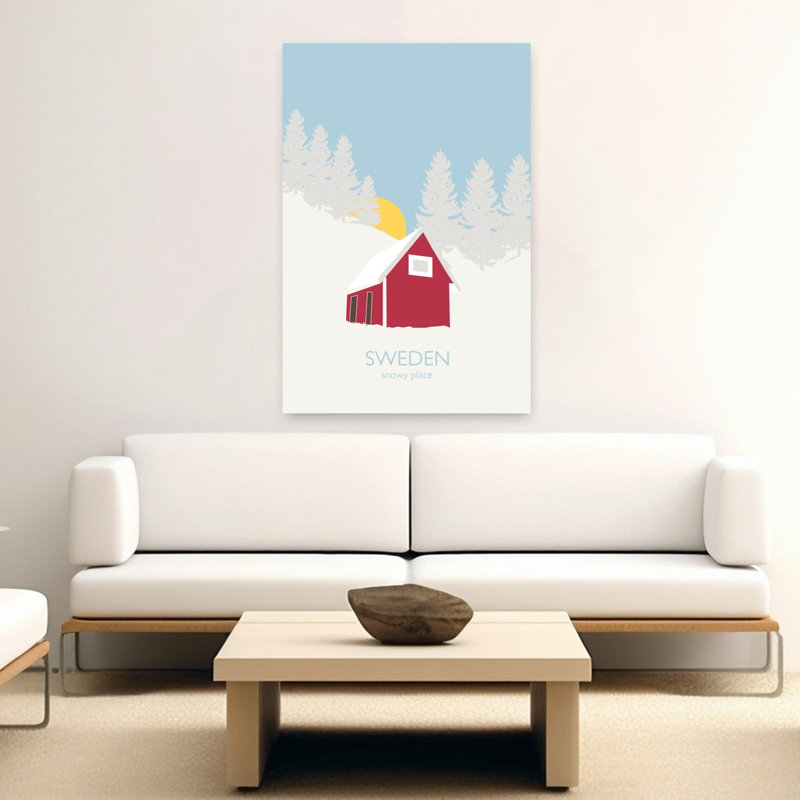 Sweden Abstract Contemporary Christmas Tree Nature Winter Wall Art Print 1 Piece Wrapped Canvas Wall Art