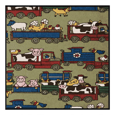 Machine Washable Transportation Brown Area Rug