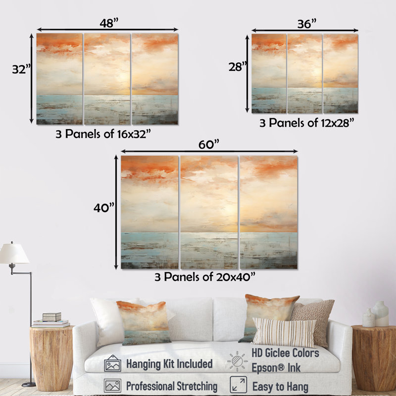 Ensemble d'art mural Pinheiro, Toile tendue, H 32 po x l 48 po x P 1 po