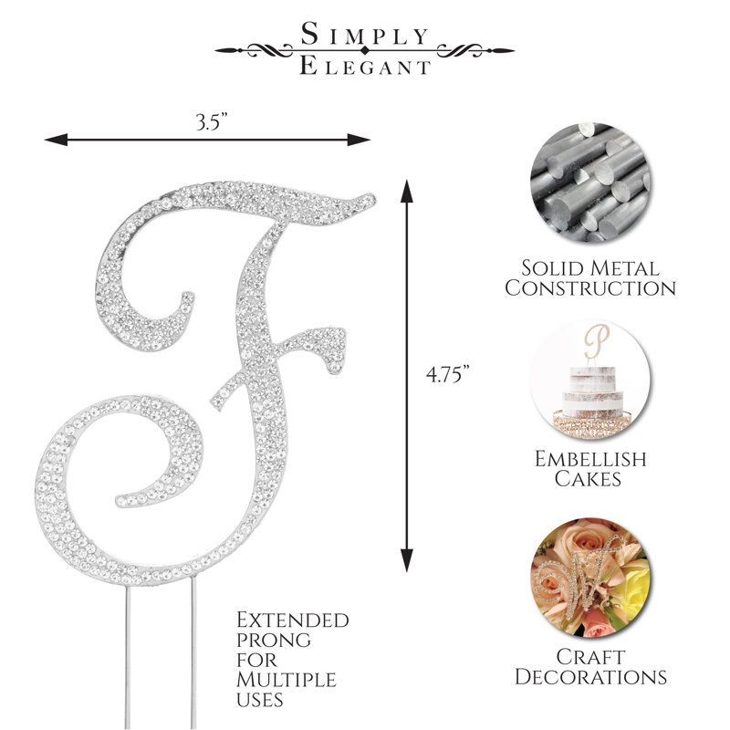 Surmatelas à gâteau "f" rhinestone, Argent