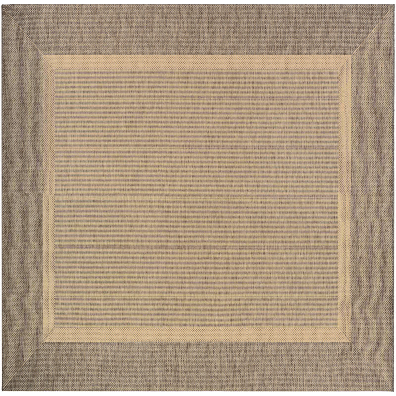 Fierce Banda Tan-Brown Indoor/Outdoor Square Rug, Square 7'6"