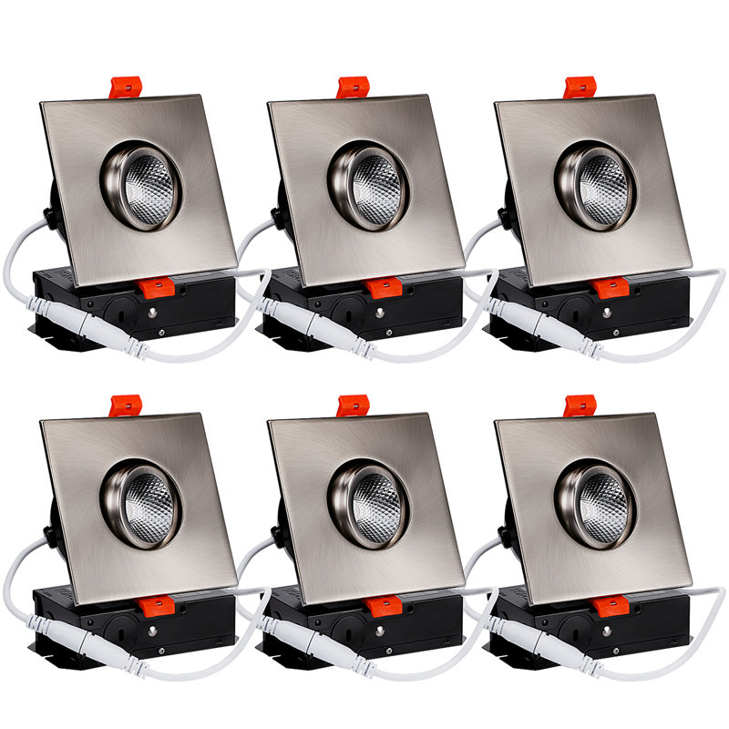 Éclairage encastré 3 po à DEL à cardan remodel ou nouvelle construction à intensité variable J-Box, Nickel satiné