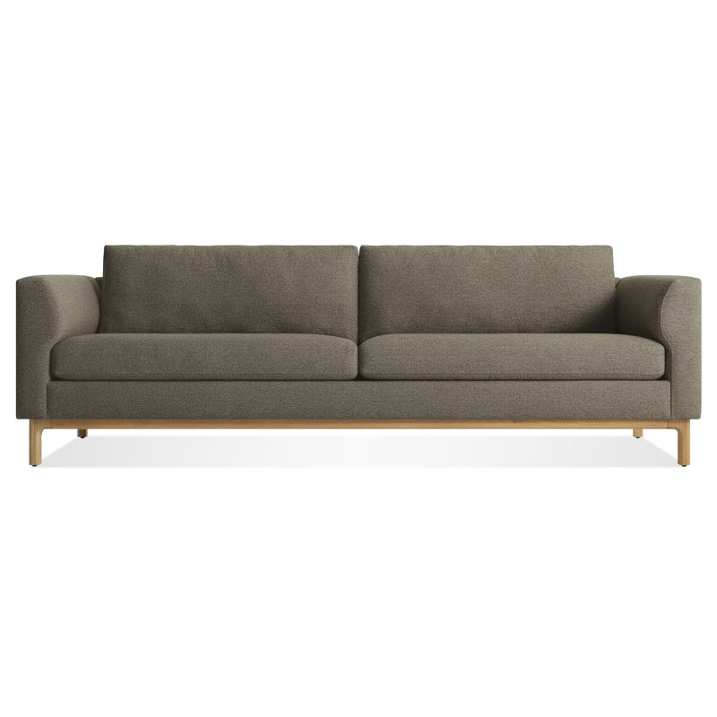 Guide Sofa, 31" H x 96" W x 36" D, White Oak, Coffee Velvet Polyester Blend