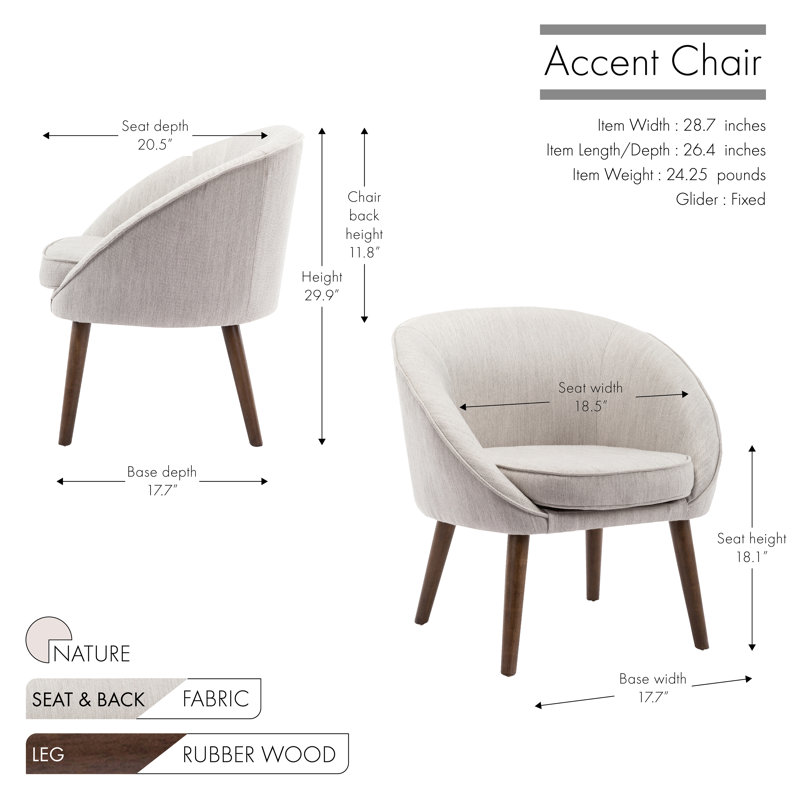Upholstered Barrel Chair, Natural
