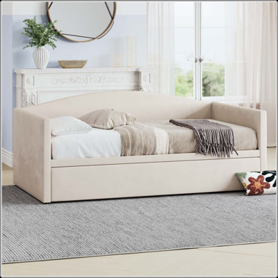 Lit de jour simple à très grand avec lit gigogne escamotable et revêtement en velours