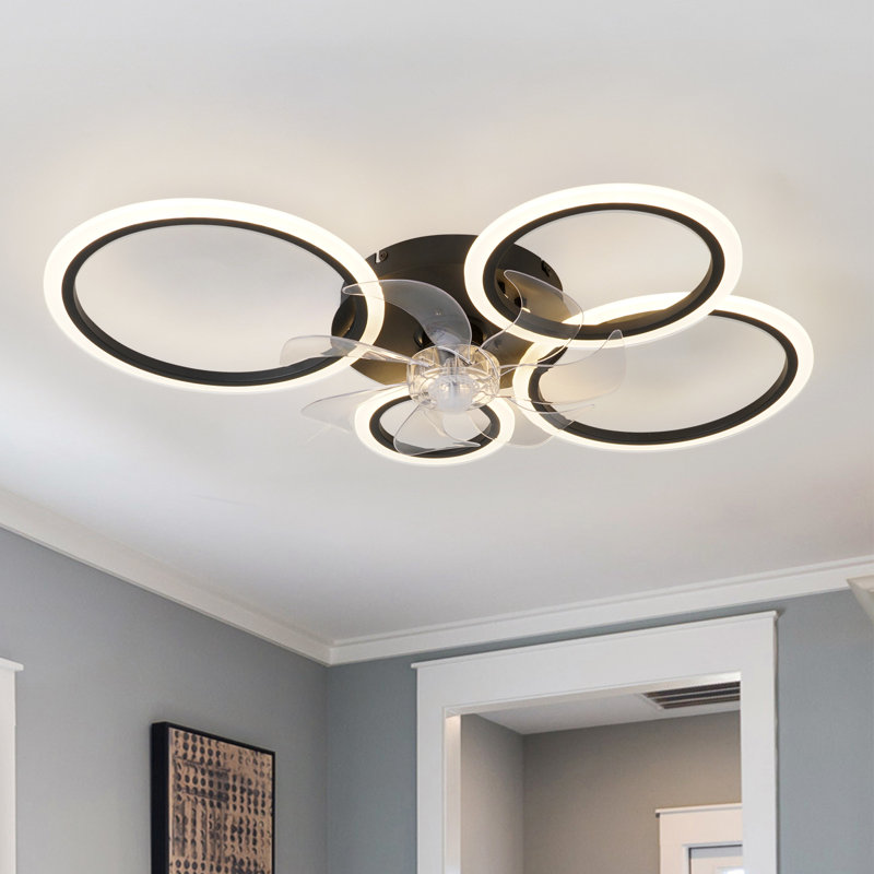 Ventilateurs de plafond à DEL à intensité variable de 31,3 po à 7 pales avec lumières Acea, télécommande et application, Noir