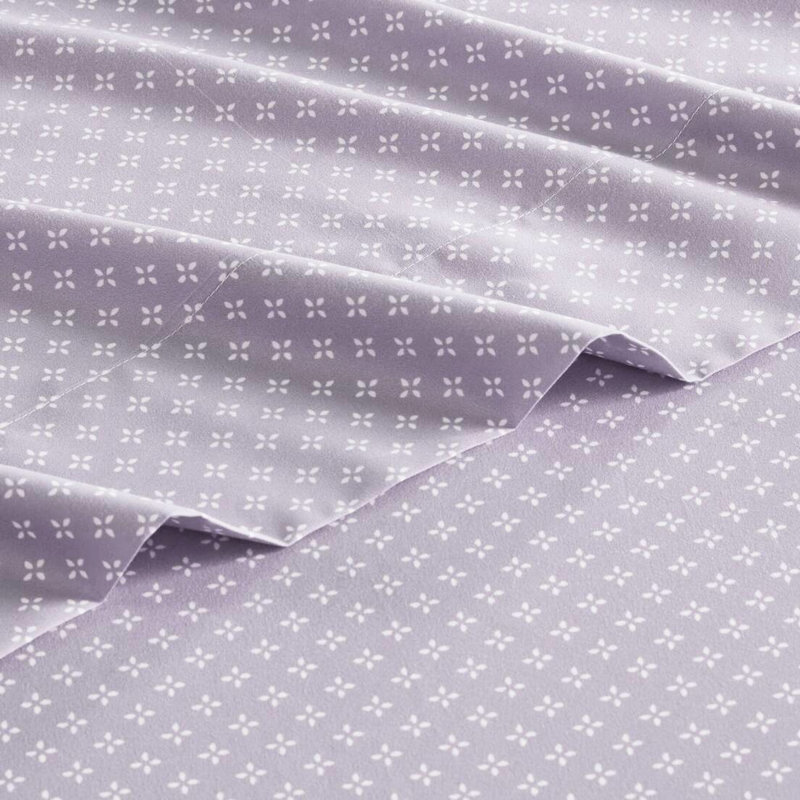 Édredon taupe à motif floral avec draps - Microfibre douce, lavable à la machine à 100%, au toucher
