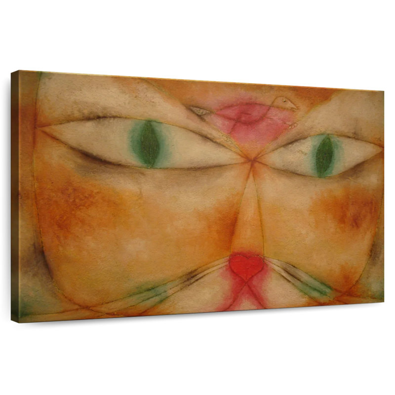 Chat et oiseau Brampt, H 30 po x l 45 po