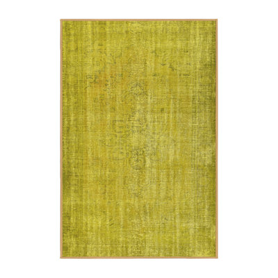 Tapis contemporain 444 jaune lavable à la machine
