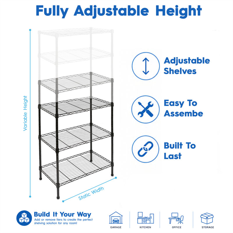 Harbour Housewares 4 Tier Adjustable Wire Shelving Unit