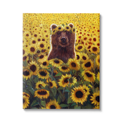 «Happy Bear Sunflower Field» par Lucia Heffernan