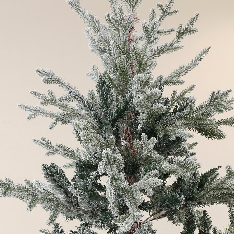 Arbre de Noël artificiel pin 7,5 pi avec 1218 pointes enneigées, support en métal pliable, assemblage facile, arbre de Noël à charnières pour les fêtes à la maison