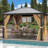12 Ft. W x 10 Ft. D Aluminum Patio Gazebo wiith Brown Curtains-113693056