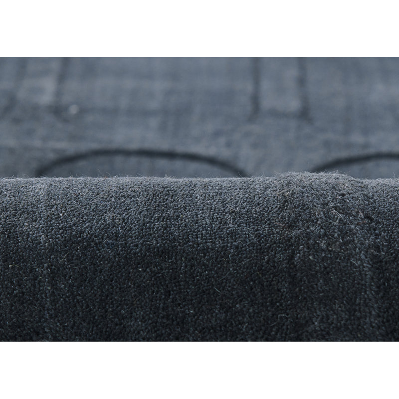  Contour Hand Woven Wool Geometric Navy Area Rug, Rectangle 6' x 9'