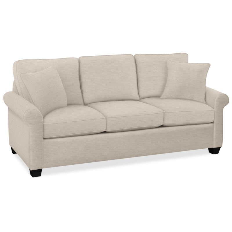 Park Lane Upholstered 81'' Sofa, Innerspring Mattress, Black Finish, Light Blue and White Stripe; 0256-54