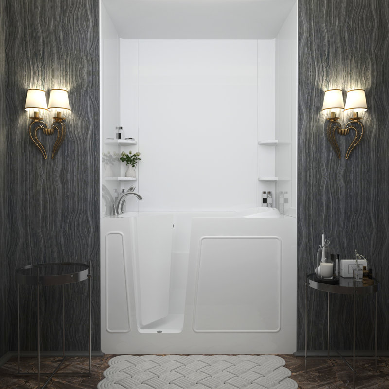 Buena Vista 53.8'' x 31'' Walk-in Acrylic Bathtub with Faucet, Left, White