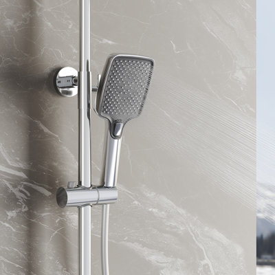 Three-outlet thermostatic shower, gray