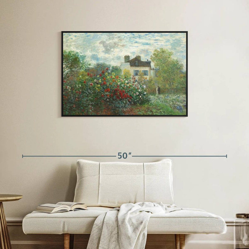 Le jardin de Monet à Argenteuil, 1873, Cadre flottant noir, 37 po x 25 po