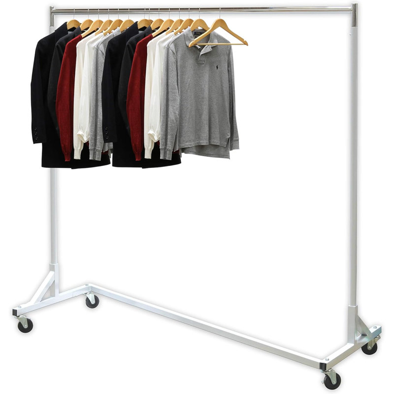 Support à vêtements à base en Z de qualité industrielle, charge de 400 lb avec barre très longue de 62 po