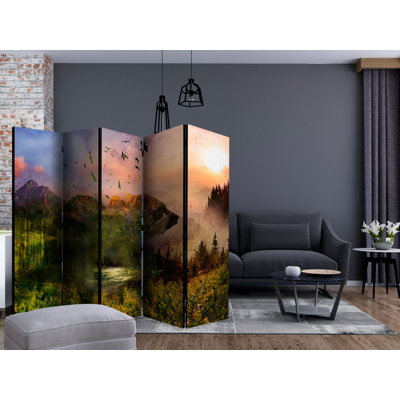 Chapman 225cm W x 172cm H 5 - Panel Solid Wood Folding Room Divider