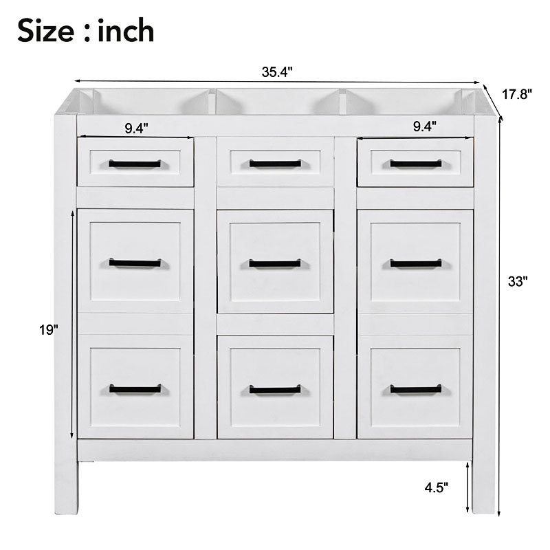 35.4'' Single Bathroom Vanity Base Only