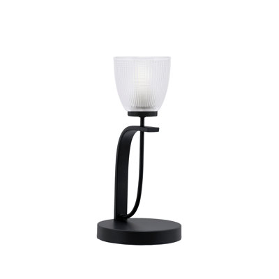 Cavella Accent Lamp Shown In Matte Black Finish With 5" Clear Ribbed Glass