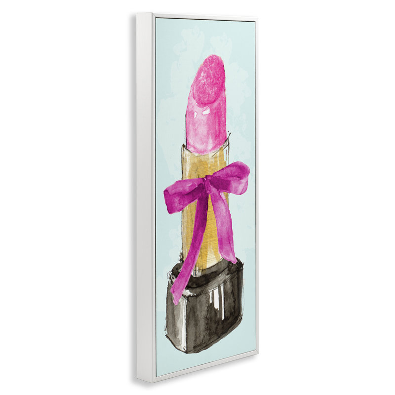 Art de la giclée encadrée rouge à lèvres et nœud rose par Lanie Loreth, Giclée encadrée blanc bord de mer, H 30 po x l 13 po