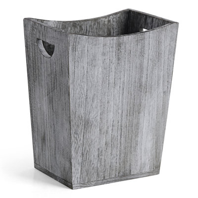 Wood Trash Can Rustic Farmhouse Wastebasket Bin