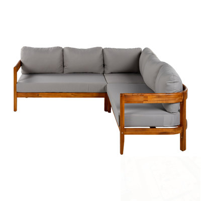 Outdoor Wodden Sofa Set with sturdy legs and soft cushion